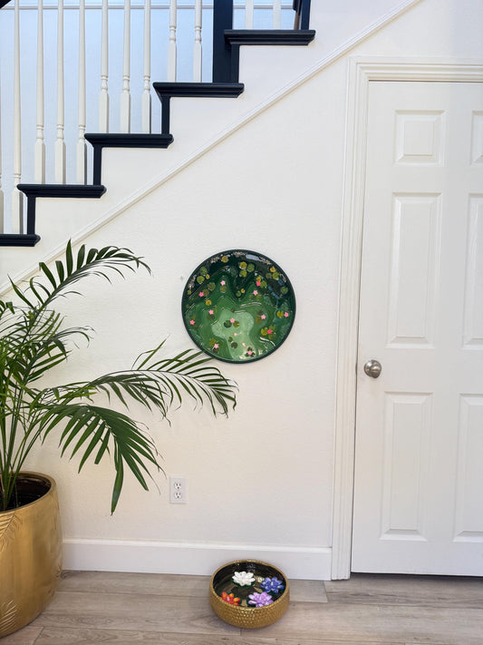 Koi Fish Resin Wall Art | 3D Lotus Pond Decor, Handmade (18 inch)